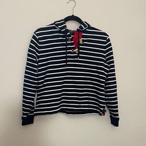 Lauren Ralph Lauren Red, Black, and White Striped Cotton Hoodie